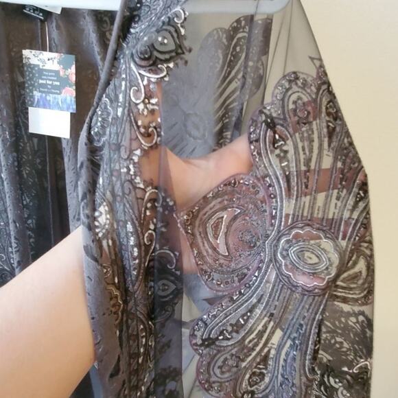 Gorgeous floral burnout fringe kimono coverup plus 2X new - Picture 9 of 14